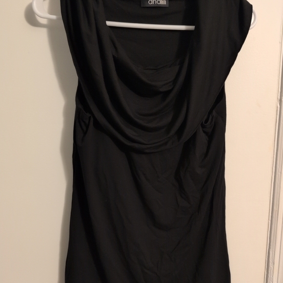 ANALILI Women's Wide Cowl Neck Sleeveless Top Black $135 New Sz Medium - Picture 1 of 3